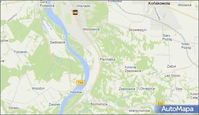 mapa Parchatka, Parchatka na mapie Targeo
