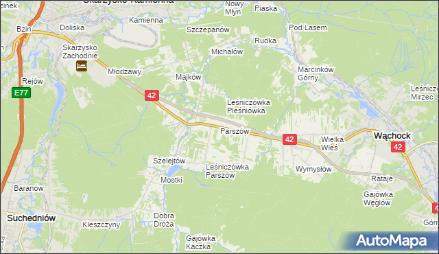 mapa Parszów, Parszów na mapie Targeo