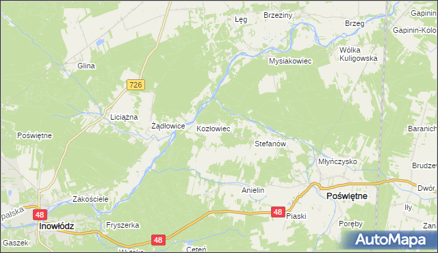 mapa Ponikła gmina Poświętne, Ponikła gmina Poświętne na mapie Targeo