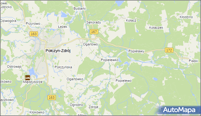 mapa Popielewko, Popielewko na mapie Targeo