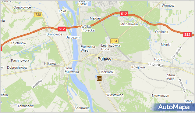 mapa Puław, Puławy na mapie Targeo