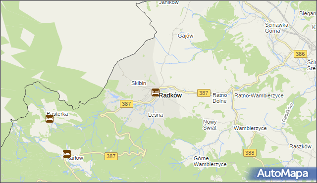 mapa Radków powiat kłodzki, Radków powiat kłodzki na mapie Targeo