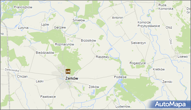 mapa Raszewy gmina Żerków, Raszewy gmina Żerków na mapie Targeo