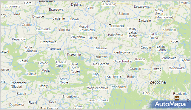 mapa Rdzawa, Rdzawa na mapie Targeo