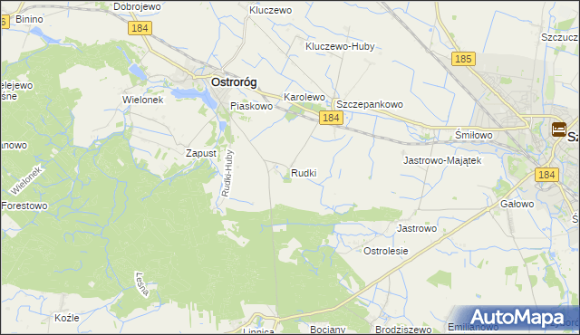 mapa Rudki gmina Ostroróg, Rudki gmina Ostroróg na mapie Targeo