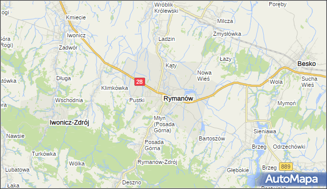 mapa Rymanów, Rymanów na mapie Targeo