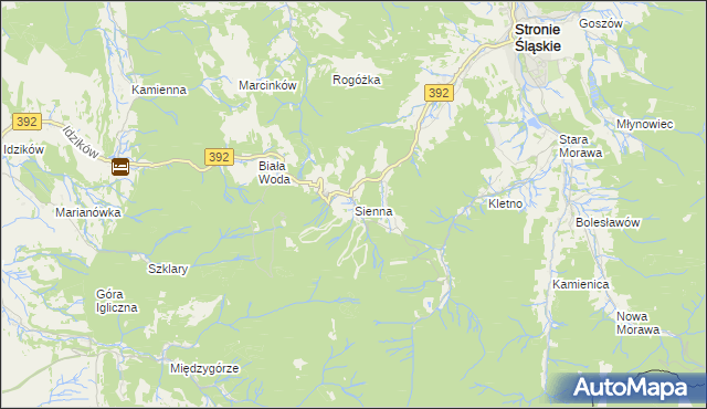 mapa Sienna gmina Stronie Śląskie, Sienna gmina Stronie Śląskie na mapie Targeo