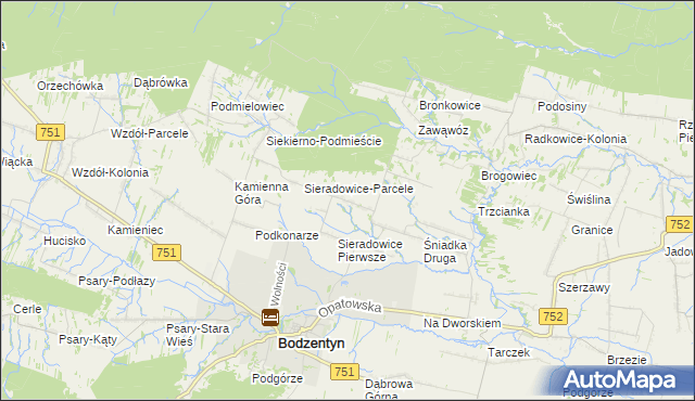 mapa Sieradowice Drugie, Sieradowice Drugie na mapie Targeo
