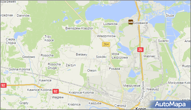 mapa Sokółki gmina Kazimierz Biskupi, Sokółki gmina Kazimierz Biskupi na mapie Targeo