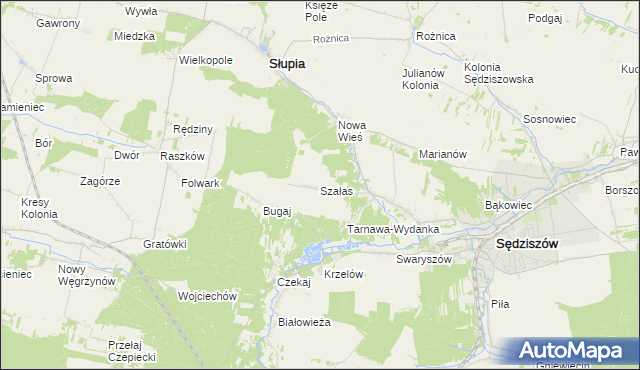 mapa Szałas gmina Sędziszów, Szałas gmina Sędziszów na mapie Targeo