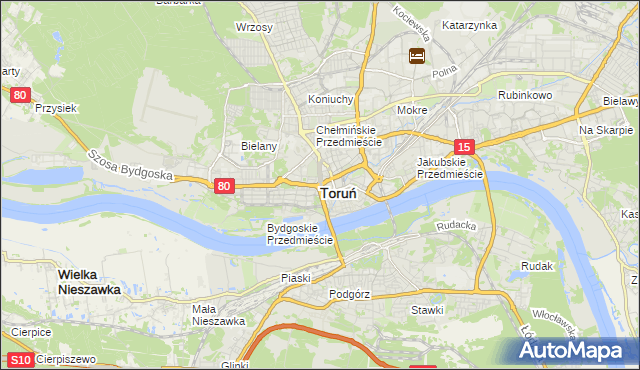 mapa Torunia, Toruń na mapie Targeo