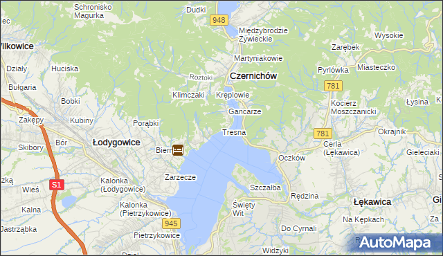 mapa Tresna, Tresna na mapie Targeo