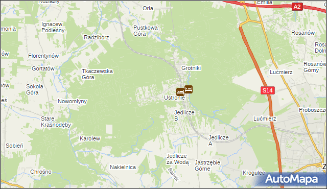 mapa Ustronie gmina Zgierz, Ustronie gmina Zgierz na mapie Targeo