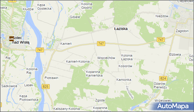 mapa Wojciechów gmina Łaziska, Wojciechów gmina Łaziska na mapie Targeo
