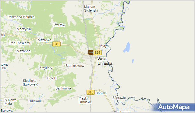 mapa Wola Uhruska, Wola Uhruska na mapie Targeo