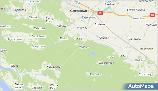 mapa Wylewy, Wylewy na mapie Targeo