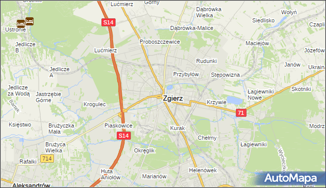 mapa Zgierz, Zgierz na mapie Targeo
