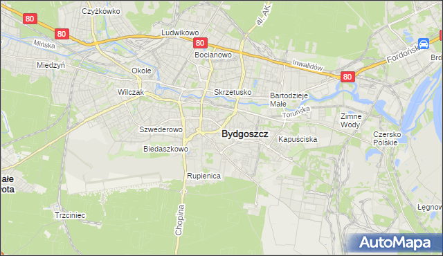 mapa Bydgoszczy, Bydgoszcz na mapie Targeo