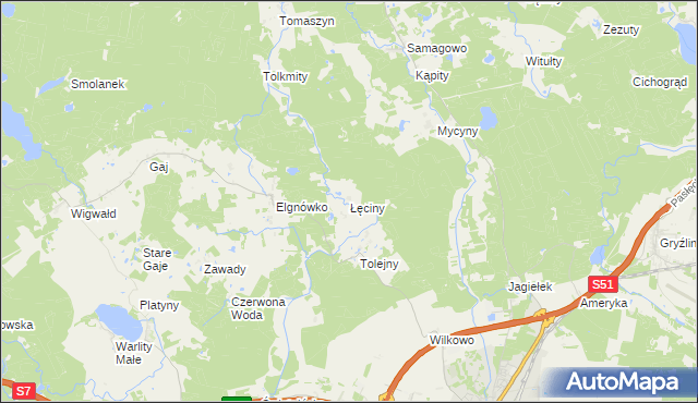 mapa Łęciny, Łęciny na mapie Targeo