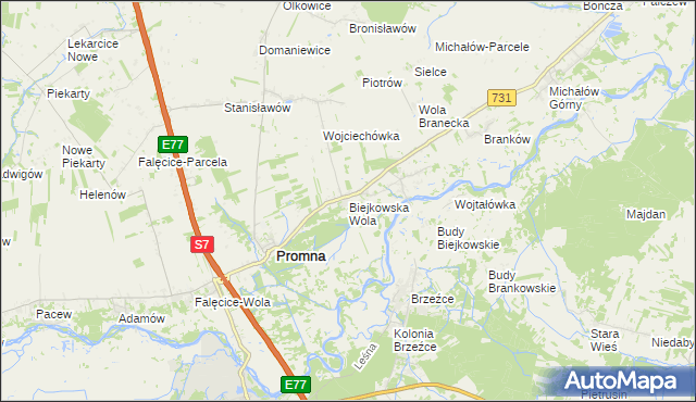 mapa Biejkowska Wola, Biejkowska Wola na mapie Targeo