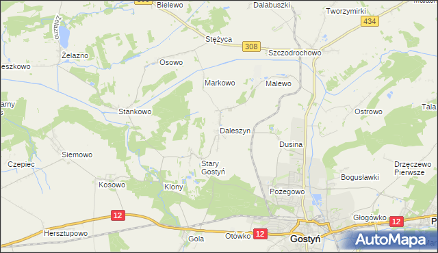 mapa Daleszyn, Daleszyn na mapie Targeo