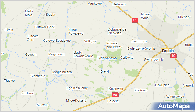 mapa Dziewanowo, Dziewanowo na mapie Targeo