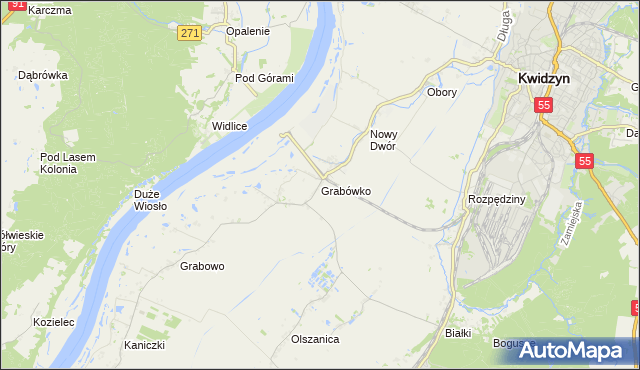 mapa Grabówko gmina Kwidzyn, Grabówko gmina Kwidzyn na mapie Targeo