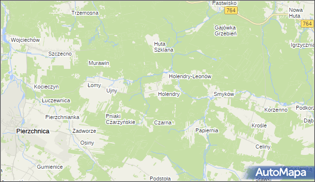 mapa Holendry gmina Pierzchnica, Holendry gmina Pierzchnica na mapie Targeo