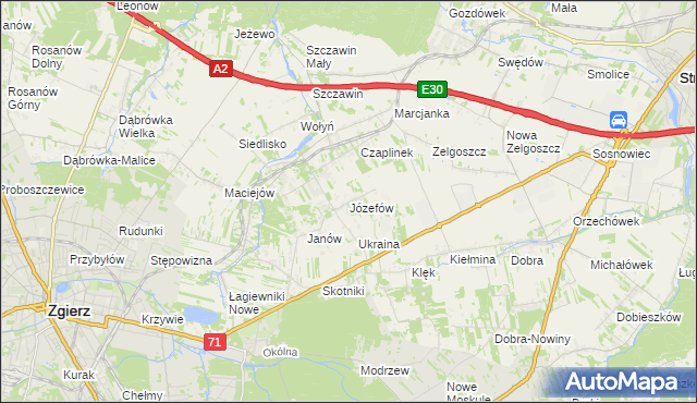 mapa Józefów gmina Zgierz, Józefów gmina Zgierz na mapie Targeo