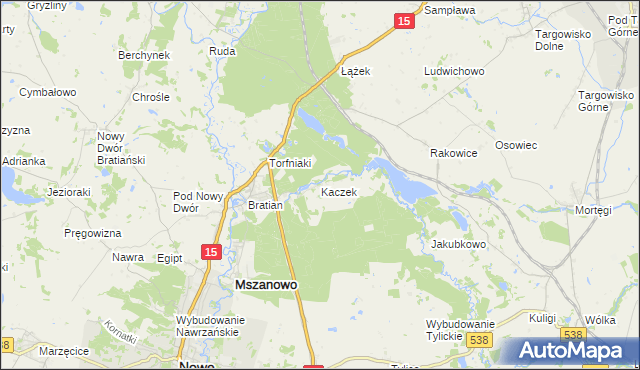 mapa Kaczek, Kaczek na mapie Targeo