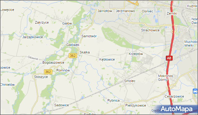 mapa Kębłowice gmina Kąty Wrocławskie, Kębłowice gmina Kąty Wrocławskie na mapie Targeo