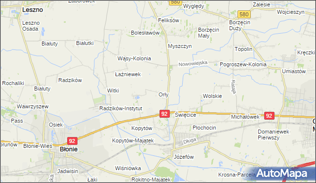 mapa Orły gmina Ożarów Mazowiecki, Orły gmina Ożarów Mazowiecki na mapie Targeo