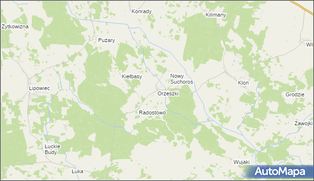 mapa Orzeszki, Orzeszki na mapie Targeo