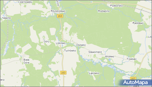 mapa Osówko gmina Tychowo, Osówko gmina Tychowo na mapie Targeo