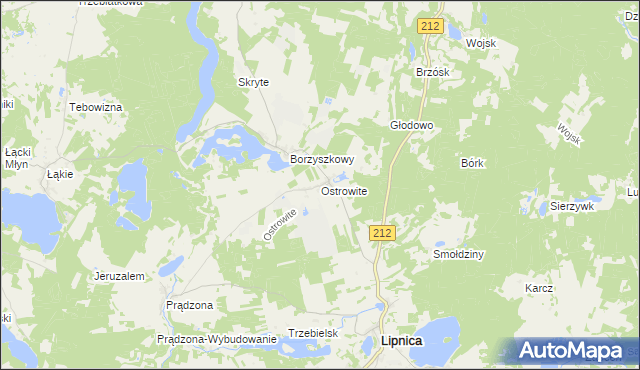 mapa Ostrowite gmina Lipnica, Ostrowite gmina Lipnica na mapie Targeo