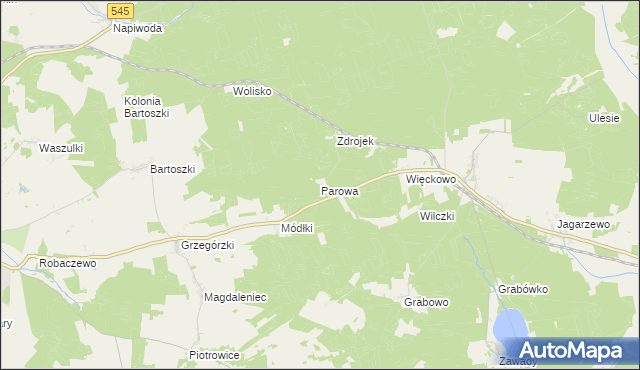 mapa Parowa gmina Nidzica, Parowa gmina Nidzica na mapie Targeo