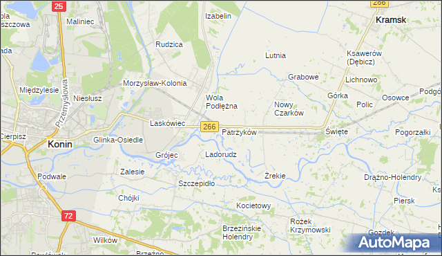 mapa Patrzyków gmina Kramsk, Patrzyków gmina Kramsk na mapie Targeo