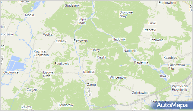 mapa Piaski gmina Koniecpol, Piaski gmina Koniecpol na mapie Targeo