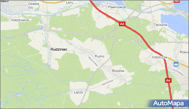 mapa Rudno gmina Rudziniec, Rudno gmina Rudziniec na mapie Targeo