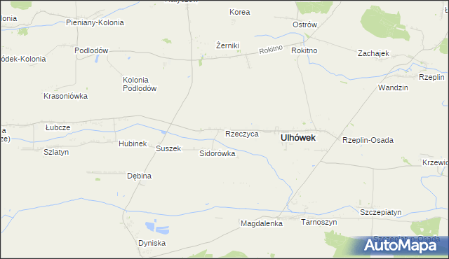 mapa Rzeczyca gmina Ulhówek, Rzeczyca gmina Ulhówek na mapie Targeo