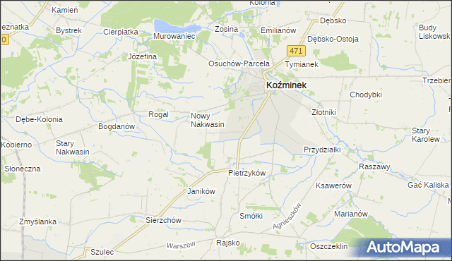 mapa Słowiki gmina Koźminek, Słowiki gmina Koźminek na mapie Targeo