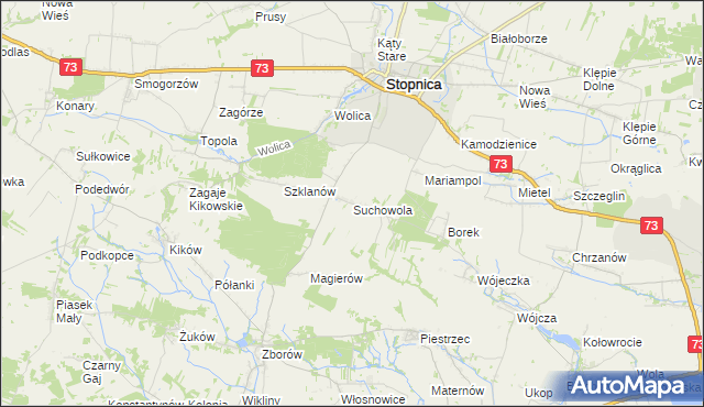 mapa Suchowola gmina Stopnica, Suchowola gmina Stopnica na mapie Targeo