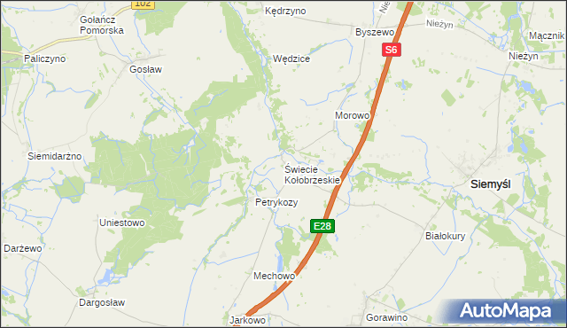 mapa Świecie Kołobrzeskie, Świecie Kołobrzeskie na mapie Targeo