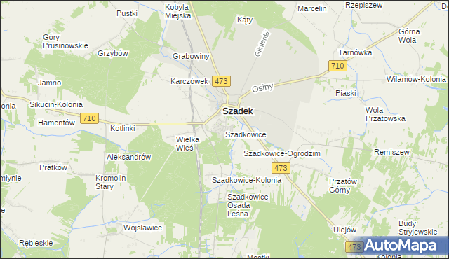 mapa Szadkowice gmina Szadek, Szadkowice gmina Szadek na mapie Targeo