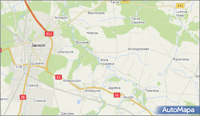 mapa Wola Książęca, Wola Książęca na mapie Targeo