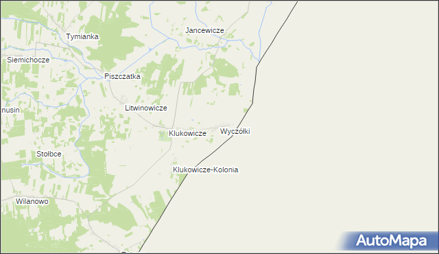mapa Wyczółki gmina Nurzec-Stacja, Wyczółki gmina Nurzec-Stacja na mapie Targeo