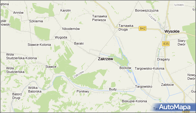 mapa Zakrzew powiat lubelski, Zakrzew powiat lubelski na mapie Targeo