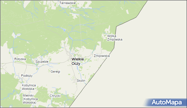 mapa Żmijowiska gmina Wielkie Oczy, Żmijowiska gmina Wielkie Oczy na mapie Targeo