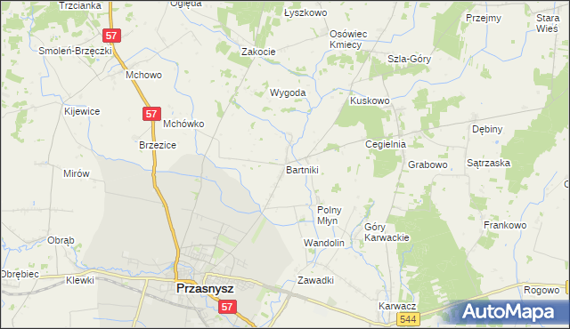 mapa Bartniki gmina Przasnysz, Bartniki gmina Przasnysz na mapie Targeo