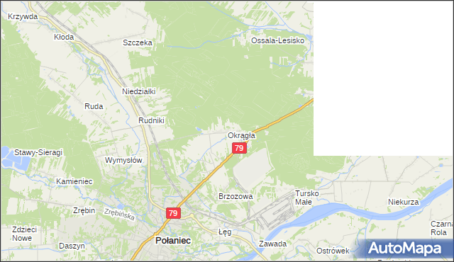 mapa Okrągła, Okrągła na mapie Targeo